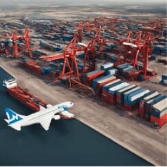 Cargo ship on the river